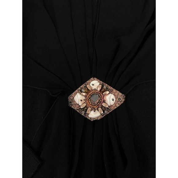 Kerisma Cashmere Sweater Tunic Dress Embellished Medium Black Gathered - Picture 6 of 13